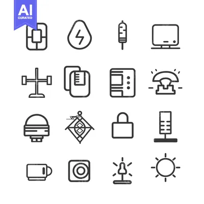Premium design asset: A Collection of Line Drawings of Various Objects and Concepts