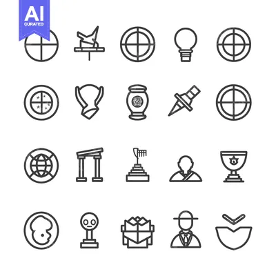 A Collection of Line Icons Related to Travel, Exploration, and Discove