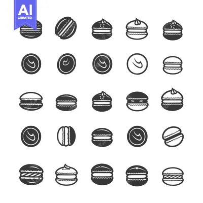 Popular premium asset: A Collection of Macaron Cookie Icons in Black and White