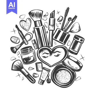 Popular premium asset: A Collection of Makeup Tools and Accessories with a Heart Shape in the