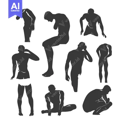 A Collection of Male Silhouettes Depicting Different Poses and Body La