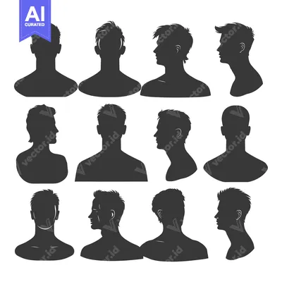 Aset premium populer: A Collection of Male Silhouettes in Various Poses