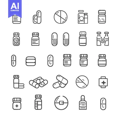 Aset desain premium: A Collection of Medication and Pharmaceutical Icons