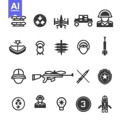 Aset desain premium: A Collection of Military and Warfare Related Icons