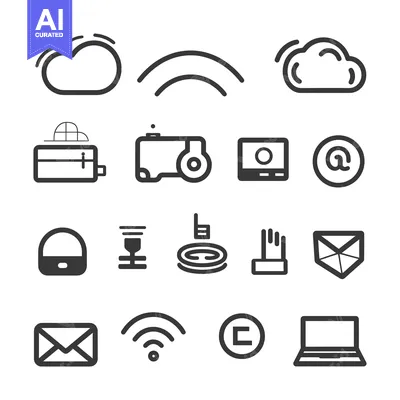 Aset premium populer: A Collection of Modern Outline Icons for Technology, Communication, an