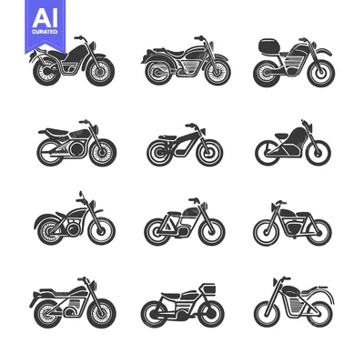 Premium design asset: A collection of motorcycle silhouettes in a side view