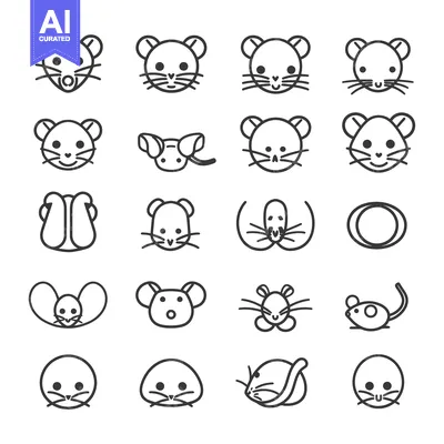 Aset premium populer: A Collection of Mouse Icons in Various Poses and Expressions