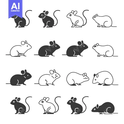 Aset desain premium: A Collection of Mouse Icons in Various Poses and Styles