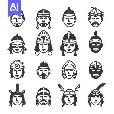 Popular premium asset: A Collection of Native American Indigenous Peoples Head Portraits