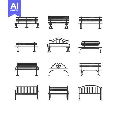 Premium design asset: A Collection of Nine Different Black and White Bench Illustrations