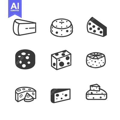 Aset premium populer: A Collection of Nine Different Cheese Icons