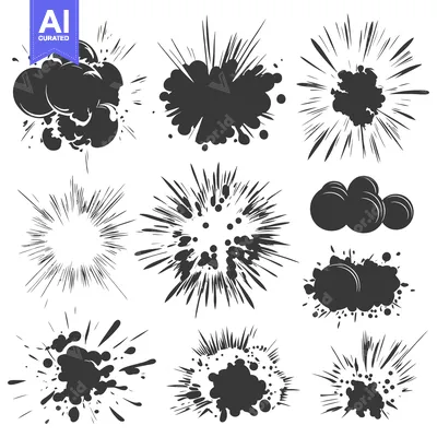 Aset premium populer: A Collection of Nine Different Ink Splatter Shapes