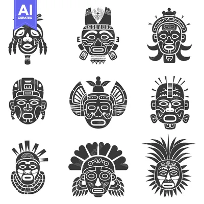 Aset premium populer: A Collection of Nine Intricately Designed Tribal Masks
