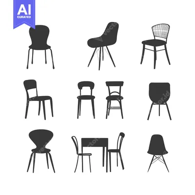 Aset premium populer: A Collection of Nine Modern Chair Silhouettes
