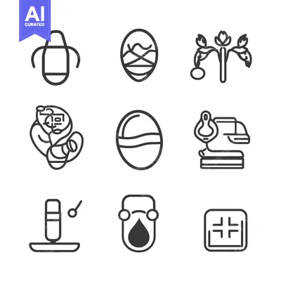 Aset desain premium: A Collection of Nine Outline Icons Depicting Various Objects and Conce