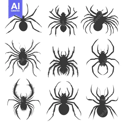 A Collection of Nine Spider Silhouettes