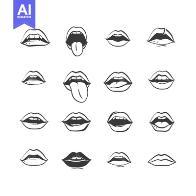 A Collection of Open and Closed Lips with Varying Expressions