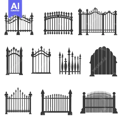 Aset premium populer: A Collection of Ornamental Fence and Gate Silhouettes