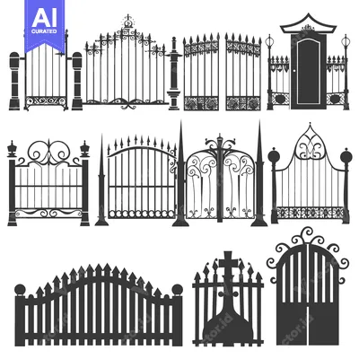 Premium design asset: A Collection of Ornate Black Gate Silhouettes