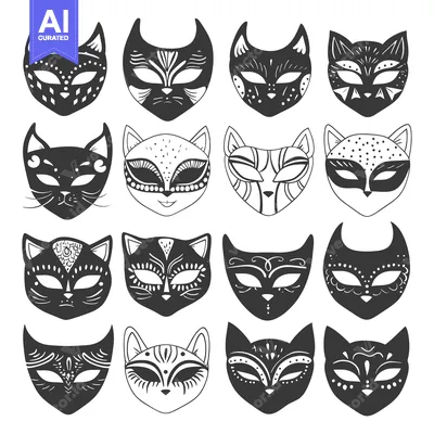Aset premium populer: A Collection of Ornate Cat Masks