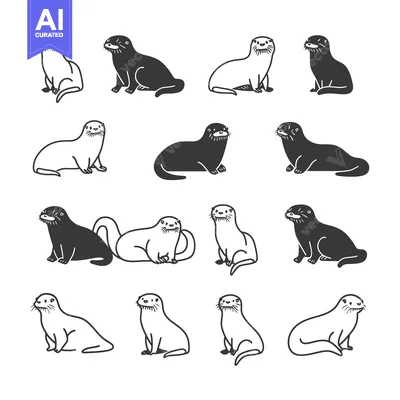 Popular premium asset: A Collection of Otter Illustrations in Various Poses