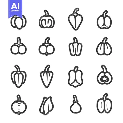 Premium design asset: A Collection of Outline Pepper and Pumpkin Icons