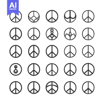 A Collection of Peace Sign Variations in Black and White