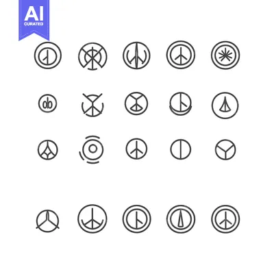 A Collection of Peace Sign Variations in Circle Frames
