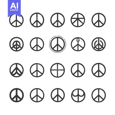 A Collection of Peace Symbol Variations in Black and White