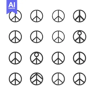 A Collection of Peace Symbol Variations in Black and White