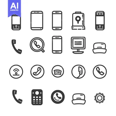 Aset desain premium: A Collection of Phone, Communication, and Technology Icons