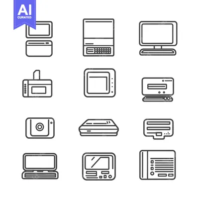 Aset desain premium: A Collection of Retro Computer and Electronic Device Icons