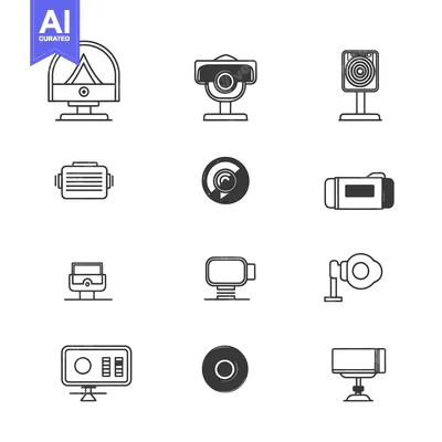 Premium design asset: A Collection of Security Camera and Surveillance Equipment Icons