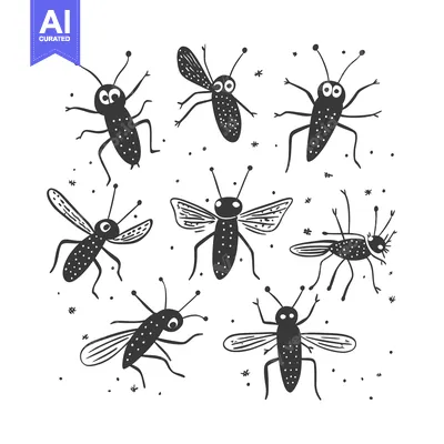 Popular premium asset: A Collection of Seven Cartoon Mosquitoes with Big Eyes