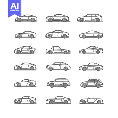 A Collection of  Side View Outlines of Different Car Types