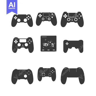 Aset premium populer: A Collection of Silhouette Game Controllers