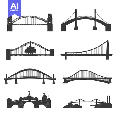 A Collection of Silhouette Images of Various Bridges