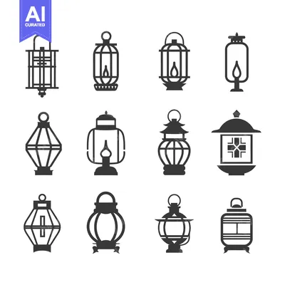 A Collection of Silhouette Lanterns with Different Designs