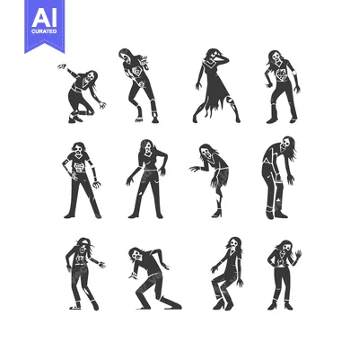 A Collection of Silhouettes Depicting Different Zombie Poses