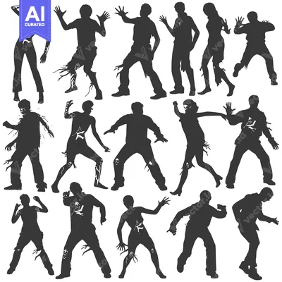 A Collection of Silhouettes Depicting Zombies in Various Poses