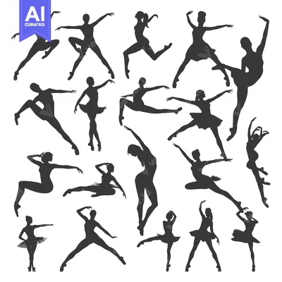 Aset premium populer: A Collection of Silhouettes of Ballerinas in Various Poses