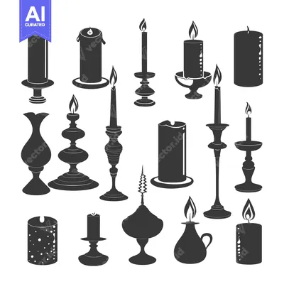 A Collection of Silhouettes of Candles and Candle Holders