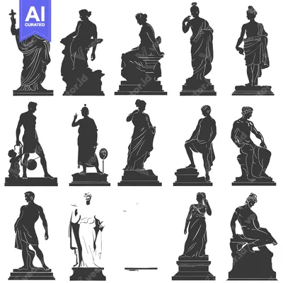 Aset premium populer: A Collection of Silhouettes of Greek and Roman Statues
