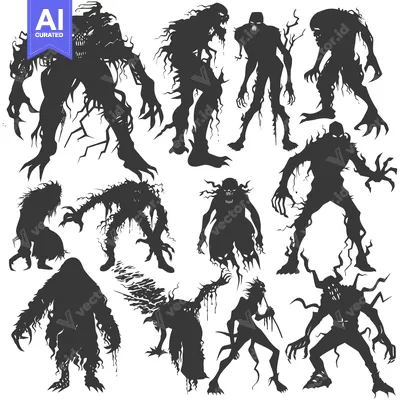 Popular premium asset: A Collection of Silhouettes of Monstrous Creatures with Claws and Shar
