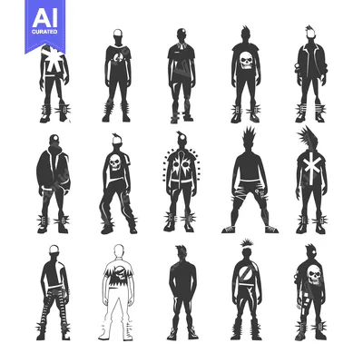 A Collection of  Silhouettes of  Punk Rockers