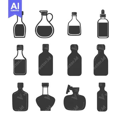Aset premium populer: A Collection of Silhouettes of Various Bottles and a Jug