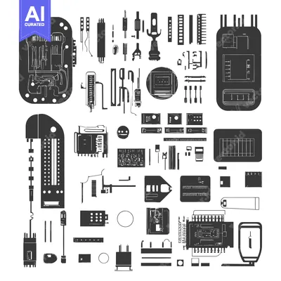 A Collection of Silhouettes of Various Electronic Components