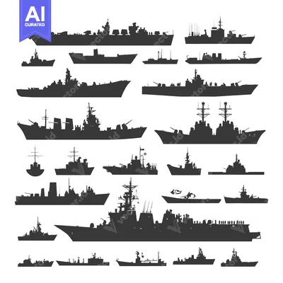 A Collection of Silhouettes of Various Warships