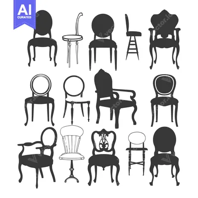 Premium design asset: A Collection of Silhouettes of Vintage Chairs and Stools