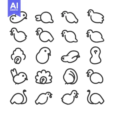 Aset premium populer: A Collection of Simple Bird Outline Icons